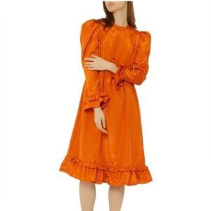 Batsheva NEW Prairie Victorian vampire womens Dress in Orange Moire Size 4